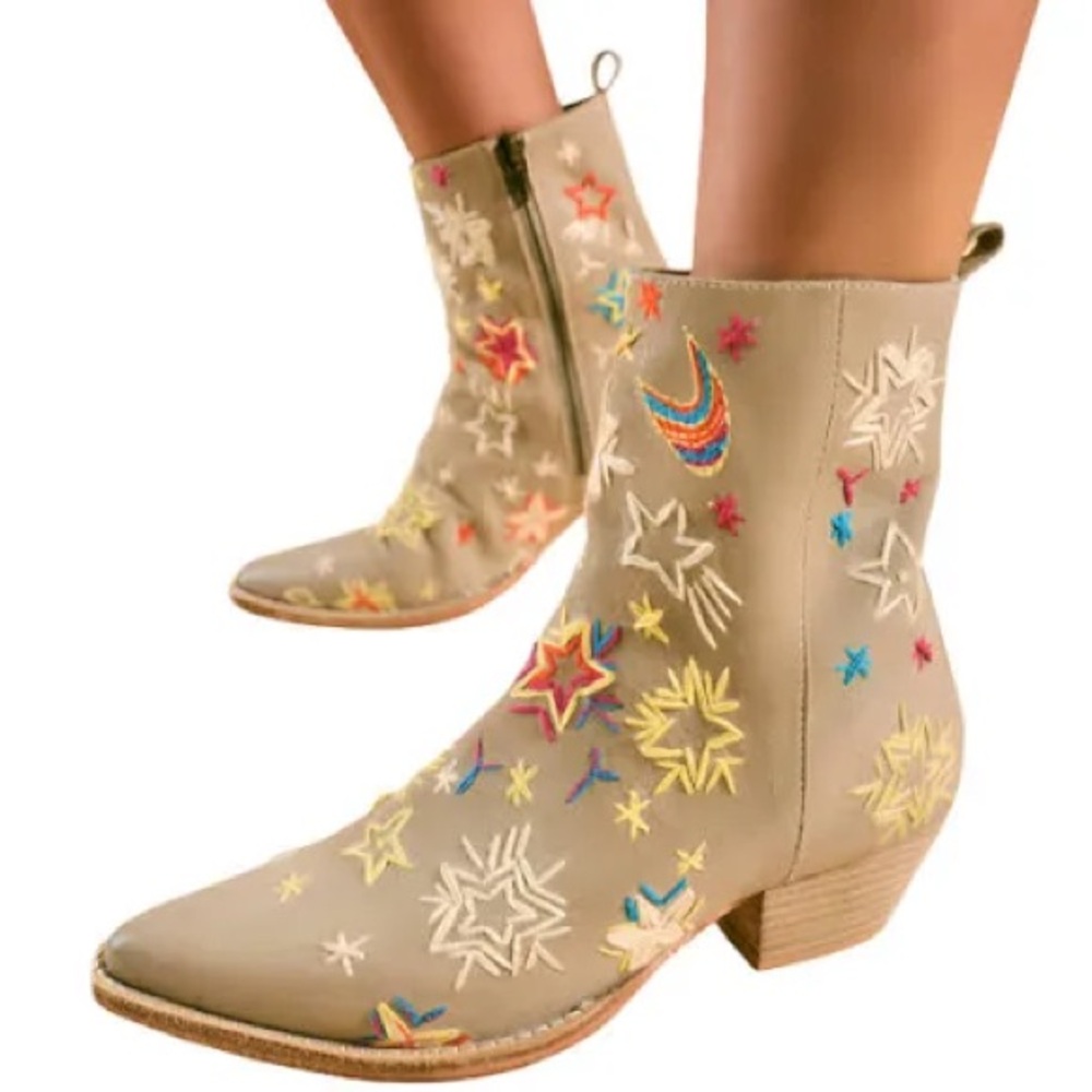 FREE PEOPLE NWOB WOMEN'S BOWERS EMBROIDERED WESTERN BOOTS